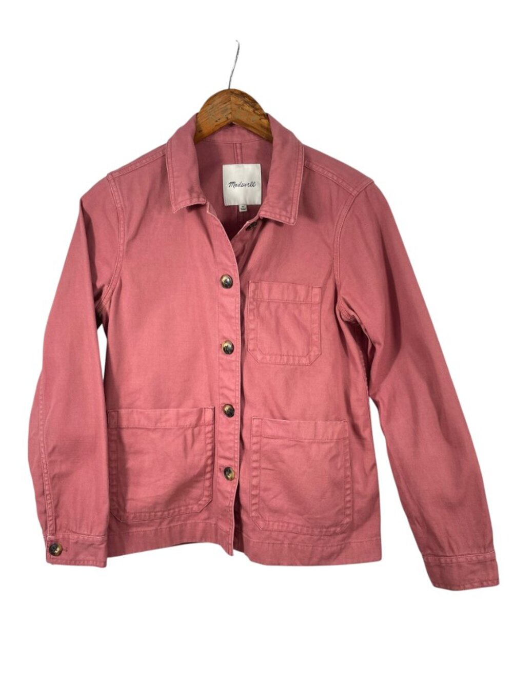 Madewell Pink Cotton Chore Jacket XS Utility Barn Coat Cropped - Picture 2 of 12